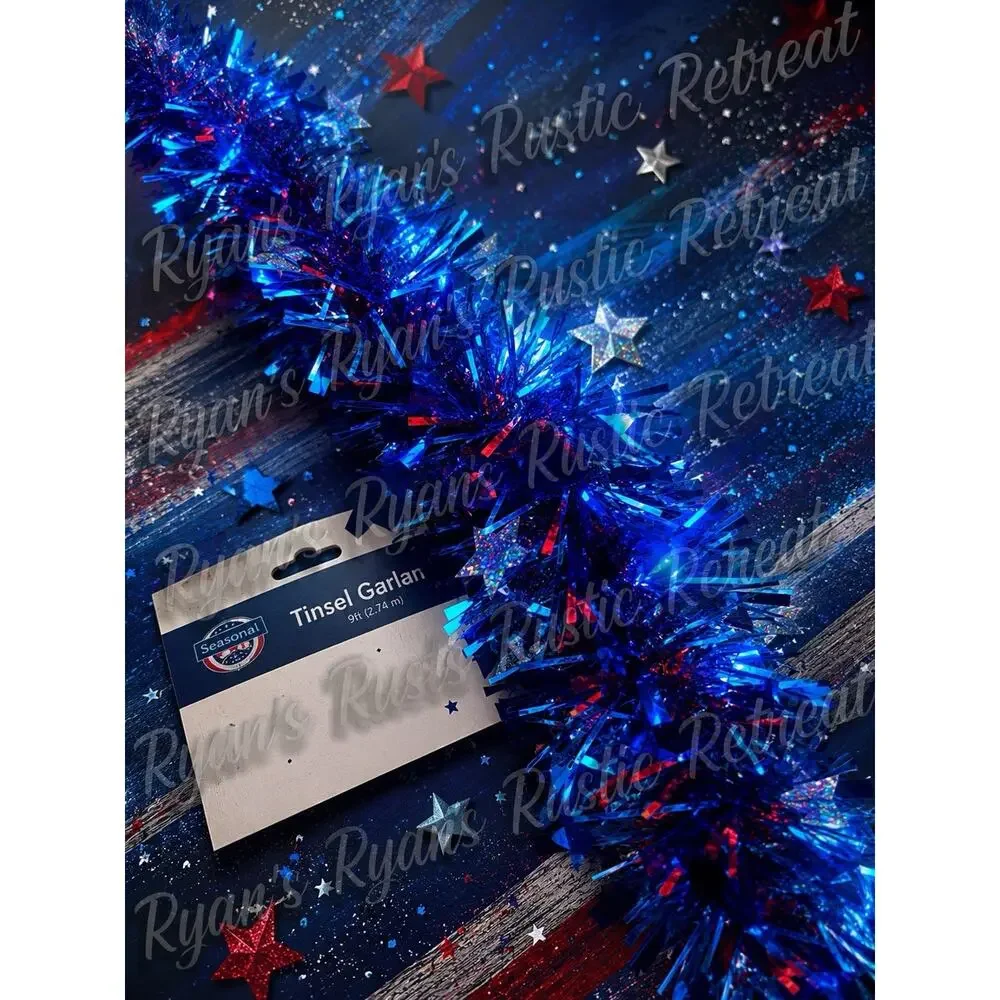 4th of July Tinsel Garland 6 Pack Red White Blue Patriotic 54ft